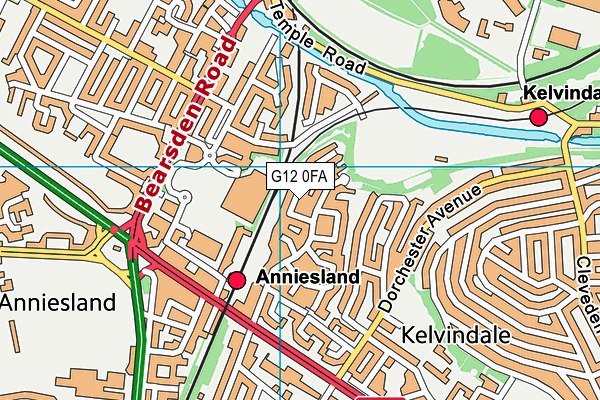 G12 0FA map - OS VectorMap District (Ordnance Survey)