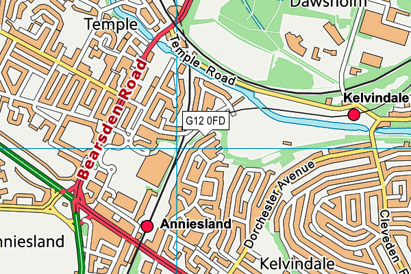 G12 0FD map - OS VectorMap District (Ordnance Survey)