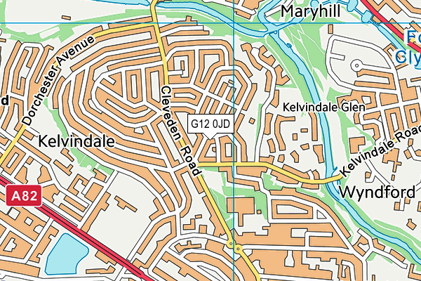 G12 0JD map - OS VectorMap District (Ordnance Survey)