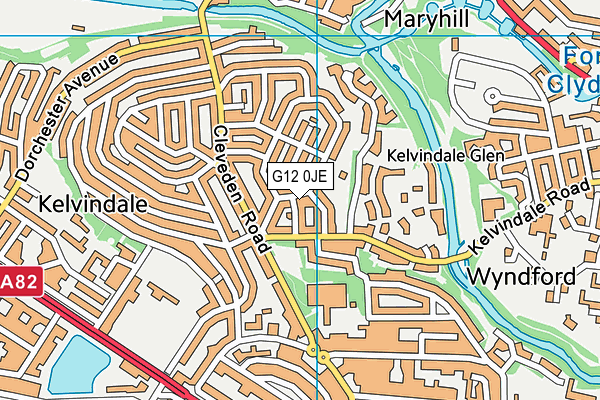 G12 0JE map - OS VectorMap District (Ordnance Survey)