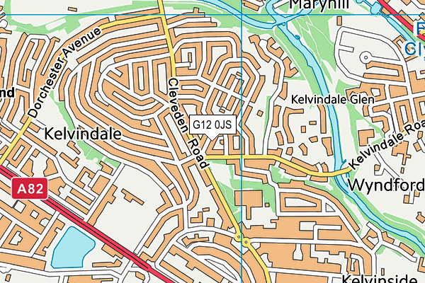 G12 0JS map - OS VectorMap District (Ordnance Survey)