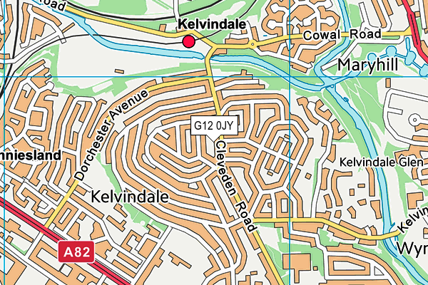 G12 0JY map - OS VectorMap District (Ordnance Survey)