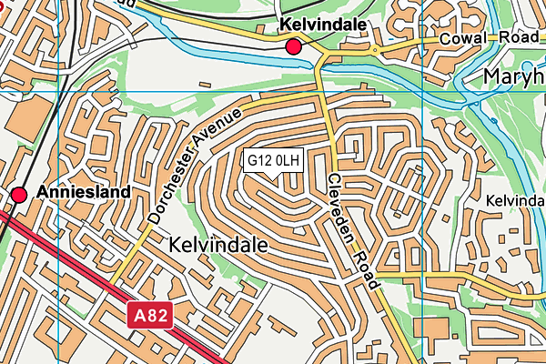 G12 0LH map - OS VectorMap District (Ordnance Survey)