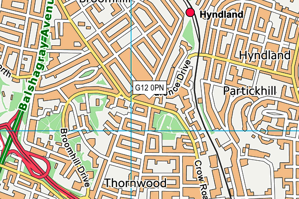 G12 0PN map - OS VectorMap District (Ordnance Survey)