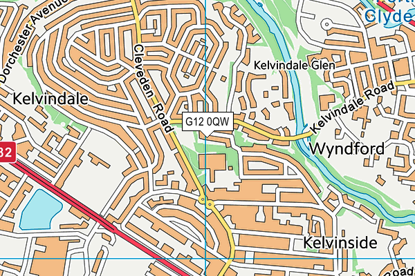 G12 0QW map - OS VectorMap District (Ordnance Survey)