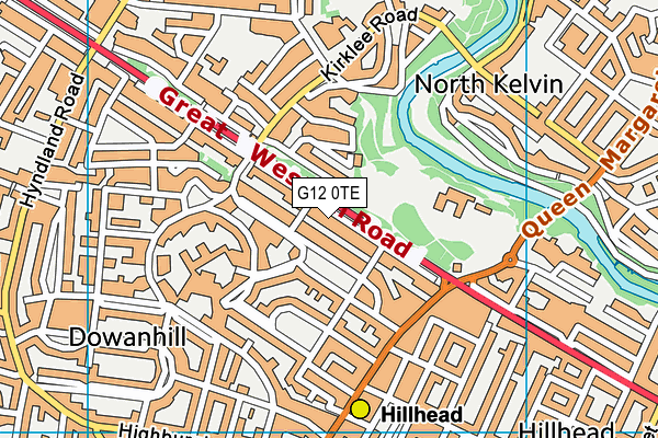 G12 0TE map - OS VectorMap District (Ordnance Survey)