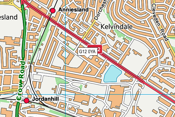 G12 0YA map - OS VectorMap District (Ordnance Survey)