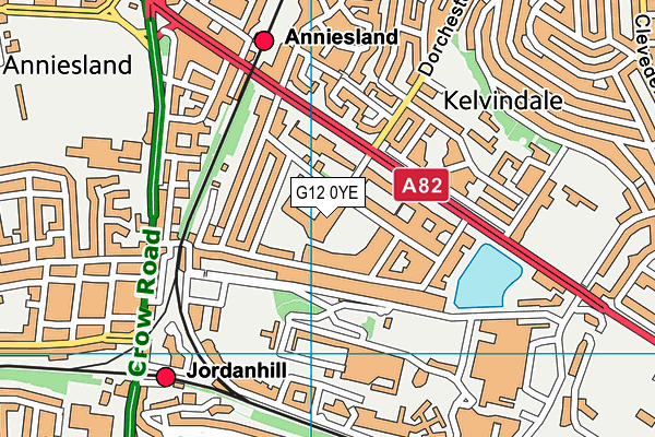 G12 0YE map - OS VectorMap District (Ordnance Survey)