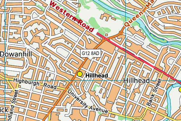 G12 8AD map - OS VectorMap District (Ordnance Survey)