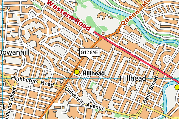 G12 8AE map - OS VectorMap District (Ordnance Survey)