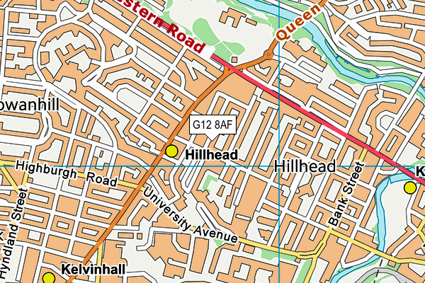 G12 8AF map - OS VectorMap District (Ordnance Survey)