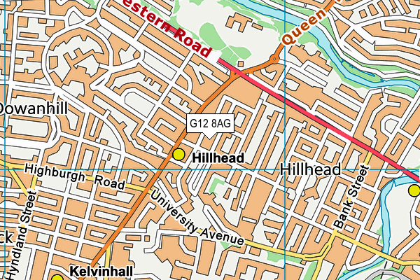 G12 8AG map - OS VectorMap District (Ordnance Survey)