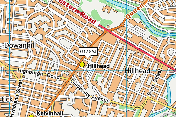 G12 8AJ map - OS VectorMap District (Ordnance Survey)