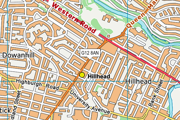 G12 8AN map - OS VectorMap District (Ordnance Survey)