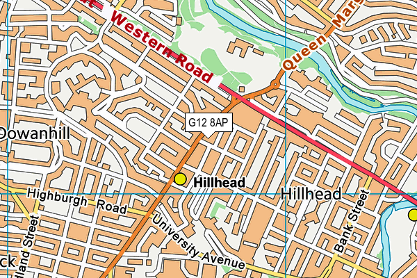 G12 8AP map - OS VectorMap District (Ordnance Survey)