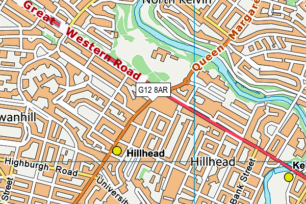 G12 8AR map - OS VectorMap District (Ordnance Survey)