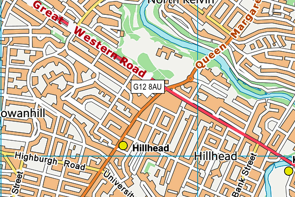 G12 8AU map - OS VectorMap District (Ordnance Survey)