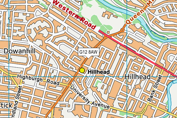 G12 8AW map - OS VectorMap District (Ordnance Survey)