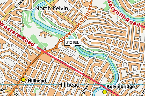 G12 8BD map - OS VectorMap District (Ordnance Survey)