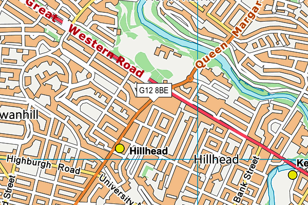 G12 8BE map - OS VectorMap District (Ordnance Survey)