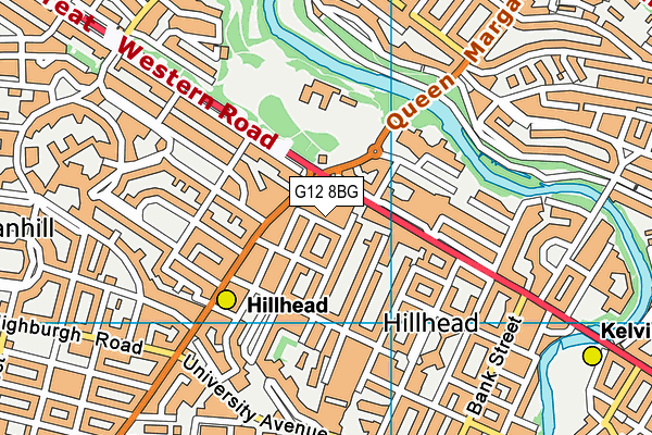 G12 8BG map - OS VectorMap District (Ordnance Survey)