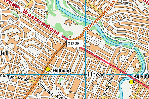 G12 8BL map - OS VectorMap District (Ordnance Survey)