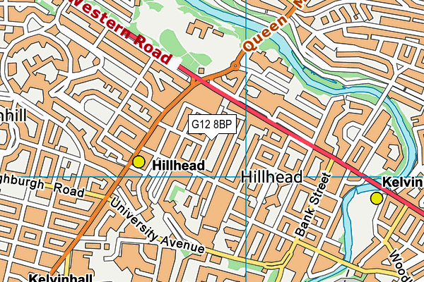 G12 8BP map - OS VectorMap District (Ordnance Survey)