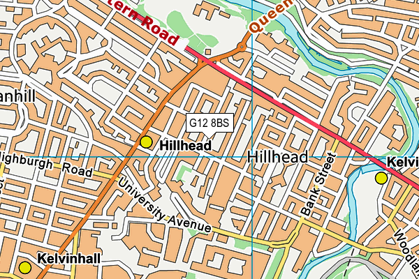 G12 8BS map - OS VectorMap District (Ordnance Survey)