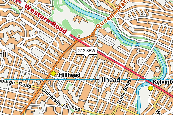 G12 8BW map - OS VectorMap District (Ordnance Survey)