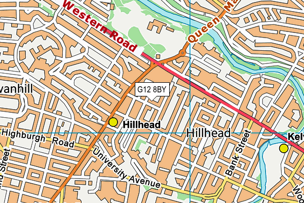 G12 8BY map - OS VectorMap District (Ordnance Survey)