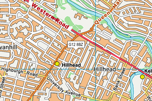 G12 8BZ map - OS VectorMap District (Ordnance Survey)