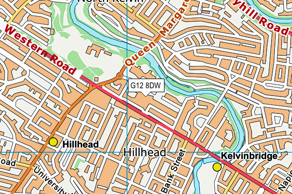 G12 8DW map - OS VectorMap District (Ordnance Survey)