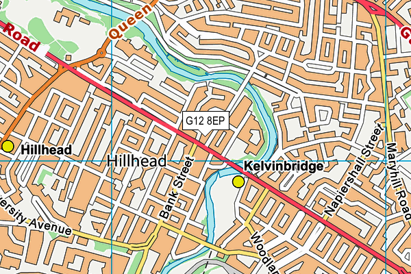 G12 8EP map - OS VectorMap District (Ordnance Survey)