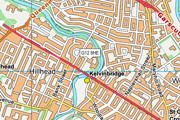 G12 8HE map - OS VectorMap District (Ordnance Survey)