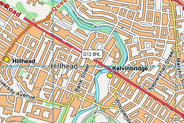 G12 8HL map - OS VectorMap District (Ordnance Survey)