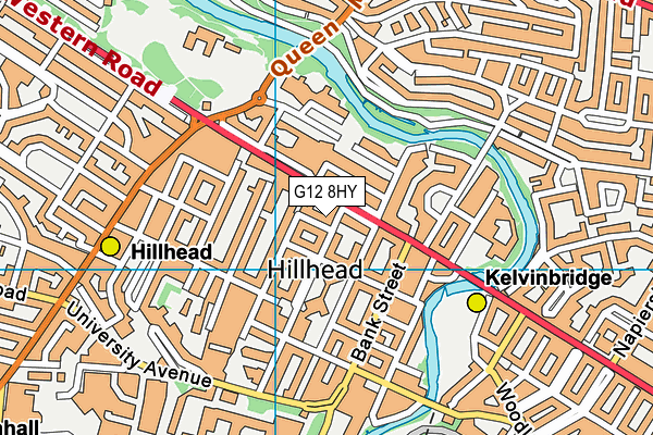 G12 8HY map - OS VectorMap District (Ordnance Survey)