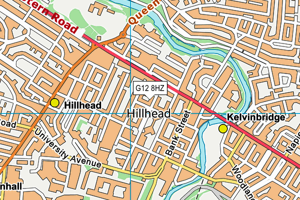 G12 8HZ map - OS VectorMap District (Ordnance Survey)