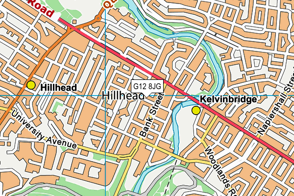 G12 8JG map - OS VectorMap District (Ordnance Survey)