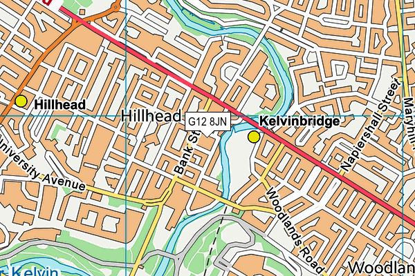 G12 8JN map - OS VectorMap District (Ordnance Survey)