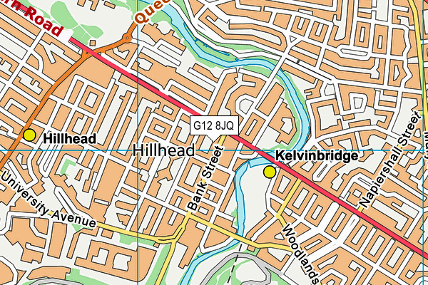 G12 8JQ map - OS VectorMap District (Ordnance Survey)