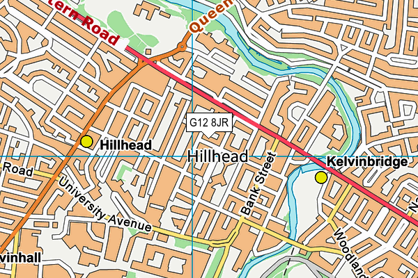 G12 8JR map - OS VectorMap District (Ordnance Survey)