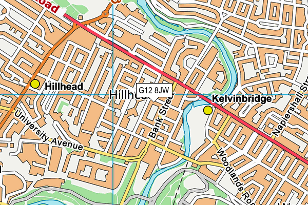 G12 8JW map - OS VectorMap District (Ordnance Survey)