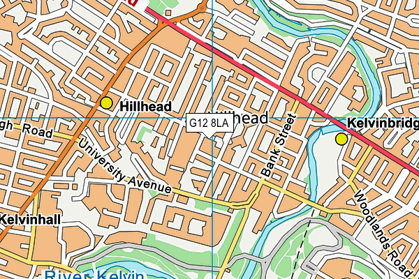 G12 8LA map - OS VectorMap District (Ordnance Survey)