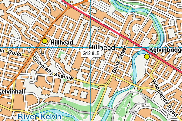 G12 8LB map - OS VectorMap District (Ordnance Survey)