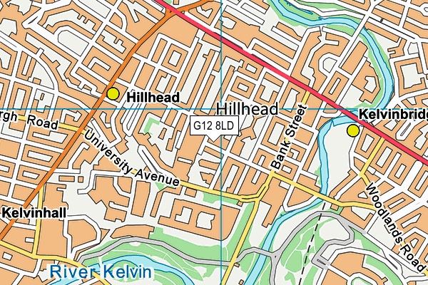 G12 8LD map - OS VectorMap District (Ordnance Survey)