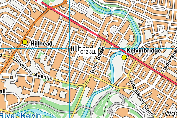 G12 8LL map - OS VectorMap District (Ordnance Survey)