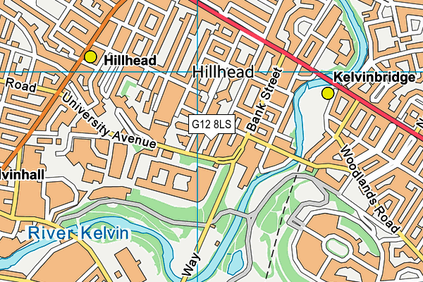 G12 8LS map - OS VectorMap District (Ordnance Survey)