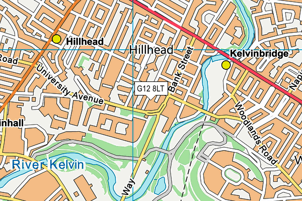 G12 8LT map - OS VectorMap District (Ordnance Survey)