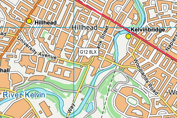 G12 8LX map - OS VectorMap District (Ordnance Survey)