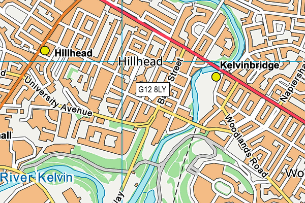 G12 8LY map - OS VectorMap District (Ordnance Survey)